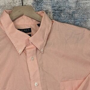 Ralph Lauren Black Label Gingham Button Down Shirt Mens 18.5 36/37 Tall